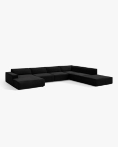 COLTAR PE DREAPTA JODIE, CU 7 LOCURI, 361X258 CM, ADANCIME SCAUN 62 CM, NEGRU, TAPITAT CU TAPITERIE DIN TEXTIL CATIFEA VENUS, MICADONI - Img 2