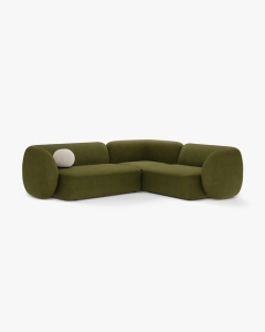 COLTAR PE DREAPTA, KATE, VERDE MASLINIU INCHIS, 252X220 CM, TAPITAT CU TAPITERIE DIN TEXTIL BOUCLE BALOO, MICADONI