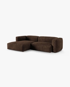 COLTAR PE DREAPTA MARTINA, 180X176 CM, ADANCIME SCAUN 90 CM, CIOCOLATIU, TAPITAT CU TAPITERIE DIN TEXTIL CATIFEA VOGUE, MICADONI