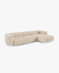 COLTAR PE DREAPTA MARTINA, 330X176 CM, ADANCIME SCAUN 90 CM, BEJ DESCHIS, TAPITAT CU TAPITERIE DIN TEXTIL CORDOI TILIA, MICADONI - Img 2