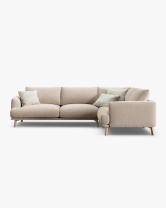 COLTAR PE DREAPTA, NAOMI, BEJ, 280X195 CM, TAPITAT CU TAPITERIE DIN TEXTIL CATIFEA SALVADOR, MICADONI