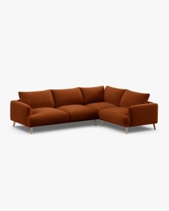 COLTAR PE DREAPTA, NAOMI, CARAMIZIU, 280X195 CM, TAPITAT CU TAPITERIE DIN TEXTIL CATIFEA SALVADOR, MICADONI - Img 3