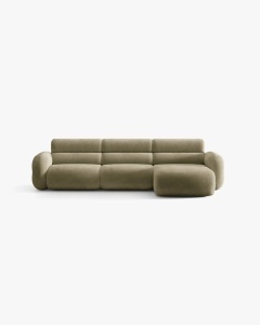COLTAR PE DREAPTA, NEO, VERDE MASLINIU DESCHIS, 305X165 CM, TAPITAT CU TAPITERIE DIN TEXTIL CHENILLE GOLD, MICADONI