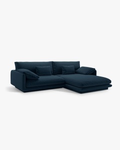 COLTAR PE DREAPTA TORINO, 250X170, ALBASTRU MARIN, CU TAPITERIE DIN TEXTIL STRUCTURAT WIND, MICADONI
