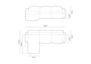 COLTAR PE STANGA, BLAIR, 274X 95, CARAMIZIU, CU TAPITERIE DIN TEXTIL CHENILLE EDEN, MICADONI - Img 4