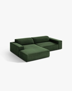 COLTAR PE STANGA, CU 3 LOCURI JODIE, 224X162 CM, ADANCIME SCAUN 62 CM, VERDE SMARALD,, TAPITAT CU TAPITERIE DIN TEXTIL CATIFEA VENUS, MICADONI - Img 2