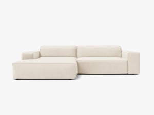 COLTAR PE STANGA JODIE, CU 3 LOCURI, 224X162 CM, ADANCIME SCAUN 62 CM, BEJ DESCHIS, TAPITAT CU TAPITERIE DIN TEXTIL CATIFEA BLUVEL MICADONI - Img 2