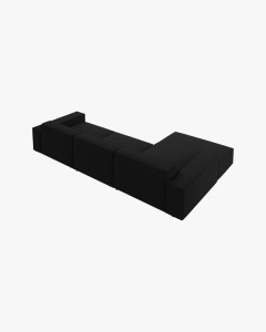 COLTAR PE STANGA JODIE, CU 4 LOCURI, 284X162 CM, ADANCIME SCAUN 62 CM, NEGRU, TAPITAT CU TAPITERIE DIN TEXTIL STRUCTURAT MEGAN, MICADONI - Img 4