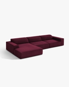 COLTAR PE STANGA JODIE, CU 4 LOCURI, 284X162 CM, ADANCIME SCAUN 62 CM, NEGRU, TAPITAT CU TAPITERIE DIN TEXTIL CATIFEA VENUS, MICADONI - Img 2