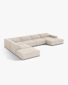 COLTAR PE STANGA JODIE, CU 7 LOCURI, 361X258 CM, ADANCIME SCAUN 62 CM, BEJ, TAPITAT CU TAPITERIE DIN TEXTIL STRUCTURAT LIBERTY, MICADONI - Img 3