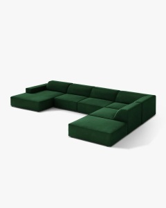 COLTAR PE STANGA JODIE, CU 7 LOCURI, 361X258 CM, ADANCIME SCAUN 62 CM, VERDE SMARALD, TAPITAT CU TAPITERIE DIN TEXTIL CATIFEA VENUS, MICADONI - Img 3