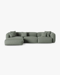 COLTAR PE STANGA MARTINA, 330X176 CM, ADANCIME SCAUN 90 CM, VERDE MUSCHI, TAPITAT CU TAPITERIE DIN TEXTIL STRUCTURAT BOSTON, MICADONI