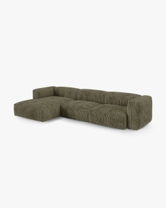 COLTAR PE STANGA MARTINA, 330X176 CM, ADANCIME SCAUN 90 CM, VERDE MUSCHI, TAPITAT CU TAPITERIE DIN TEXTIL CORDOI TILIA, MICADONI - Img 2