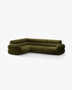 COLTAR PE STANGA NEO, VERDE MASLINIU INCHIS, 295X210 CM, TAPITAT CU TAPITERIE DIN TEXTIL BOUCLE BALOO, MICADONI - Img 2