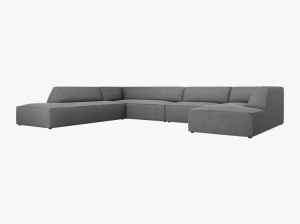 COLTAR RUBY, CU 7 LOCURI, GRI, CU TAPITERIE DIN TEXTIL STRUCTURAT OTTAWA, MICADONI - Img 2