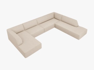 COLTAR RUBY, CU 7 LOCURI, PE DREAPTA, BEJ, CU TAPITERIE DIN TEXTIL STRUCTURAT OTTAWA, MICADONI - Img 3