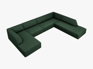 COLTAR RUBY, CU 7 LOCURI, PE DREAPTA, VERDE, CU TAPITERIE DIN TEXTIL STRUCTURAT OTTAWA, MICADONI - Img 3