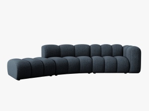 COLTAR SEMIROTUND LUPIN, STANGA, 5 LOCURI, 335 CM, ALBASTRU ROYAL 86, TAPITERIE CHENILLE, DESIGN DEOSEBIT - Img 2