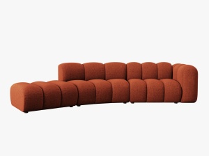 COLTAR SEMIROTUND LUPIN, STANGA, 5 LOCURI, 335 CM, SCORTISOARA 44, TAPITERIE CHENILLE, DESIGN DEOSEBIT - Img 2