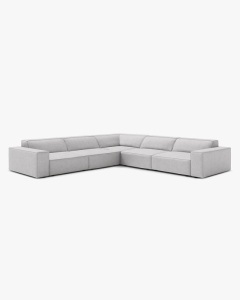 COLTAR SIMETRIC JODIE, 283X283 CM, GRI DESCHIS, TAPITAT CU TAPITERIE DIN TEXTIL BOUCLE BALOO, MICADONI