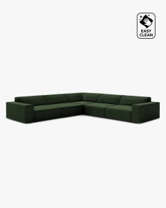 COLTAR SIMETRIC JODIE, 283X283 CM, VERDE SMARALD, TAPITAT CU TAPITERIE DIN TEXTIL CATIFEA VENUS, MICADONI