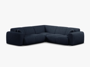 COLTAR SIMETRIC MOLINO, 252 CM, ALBASTRU INCHIS, CU TAPITERIE DIN TEXTIL BOUCLE BALOO, MICADONI