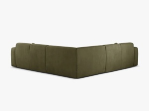 COLTAR SIMETRIC MOLINO, 252 CM, VERDE DESCHIS, CU TAPITERIE DIN TEXTIL CHENILLE REBEL, MICADONI - Img 3