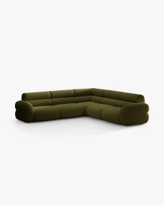 COLTAR SIMETRIC NEO, VERDE MASLINIU INCHIS, 295X295 CM, TAPITAT CU TAPITERIE DIN TEXTIL BOUCLE BALOO, MICADONI - Img 2