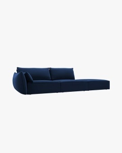 COLTAR SPATIOS SI CONFORTABIL KAELLE, 264 CM, PE DREAPTA, ALBASTRU ROYAL, CU TAPITERIE DIN TEXTIL CATIFEA BLUVEL, MICADONI - Img 2