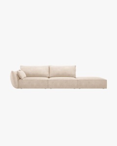 COLTAR SPATIOS SI CONFORTABIL KAELLE, 264 CM, PE DREAPTA, BEJ, CU TAPITERIE DIN TEXTIL CHENILLE OVER THE HORIZON, MICADONI
