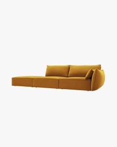 COLTAR SPATIOS SI CONFORTABIL KAELLE, 264 CM, PE STANGA, GALBEN, CU TAPITERIE DIN TEXTIL CATIFEA BLUVEL, MICADONI - Img 2