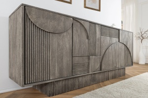 COMODA/BUFET, ART DECO 170CM, 3D, LEMN DE MANGO, GRI, ARTIM GROUP SELECTION - Img 9