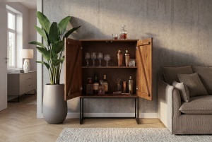 COMODA/DULAP LIVING, ORBIT 120CM, REALIZAT DIN LEMN DE MANGO 3D SI METAL, CULOARE NEAGRA, ARTIM GROUP SELECTION - Img 4
