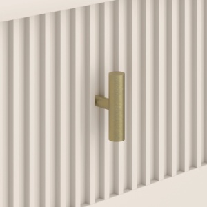 COMODA LIVING 155CM, ARTIM MEBLE, CU 3 USI, REALIZATA DIN MDF, CULOARE BEJ/AURIU, STIL MODERN - Img 4