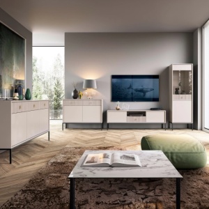 COMODA LIVING 160CM, ARTIM MEBLE, CU 3 USI, REALIZATA DIN MDF, CULOARE CREM, STIL MODERN - Img 3