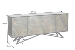 COMODA LIVING 170CM, MOUNTAIN SOUL, ASPECT DE PIATRA/MARO, DIN LEMN MASIV DE SALCAM SI FURNIR CU ASPECT DE PIATRA SI CADRUL DIN METAL - Img 5