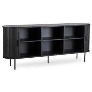 COMODA LIVING 180CM, ARTIM MEBLE, CU 2 USI SI SERTARE, REALIZAT DIN MDF SI METAL, CULOARE NEAGRA, STIL MODERN - Img 4