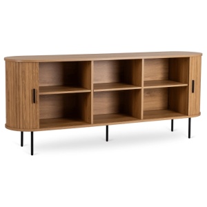 COMODA LIVING 180CM, ARTIM MEBLE, CU 2 USI SI SERTARE, REALIZAT DIN MDF SI METAL, CULOARE STEJAR, STIL MODERN - Img 3