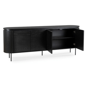 COMODA LIVING 200CM, ARTIM MEBLE, CU 4 USI, REALIZAT DIN MDF SI METAL, CULOARE NEGRU, STIL MODERN - Img 3