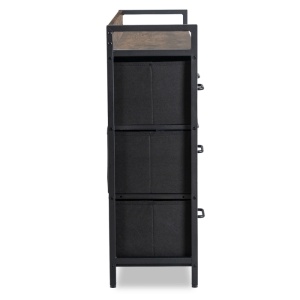 COMODA LIVING 98CM, ARTIM MEBLE, CU SERTARE, REALIZATA DIN METAL SI MDF, CULOARE STEJAR RUSTIC/NEGRU, STIL MODERN - Img 6