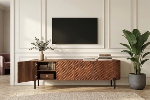COMODA LIVING, ALDON 200CM, REALIZAT DIN LEMN DE MANGO 3D SI METAL, CULOARE MARO, ARTIM GROUP SELECTION - Img 5