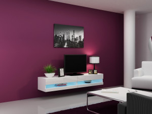 COMODA LIVING CU LED VIGO 180 ALB DESIGN MODERN CM