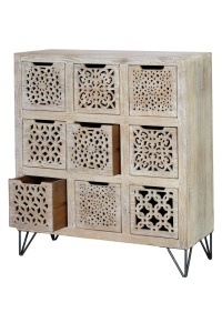 COMODA LIVING FIESOLE 88CM, REALIZATA DIN LEMN DE MANGO SI METAL, CULOARE ALB ANTICHIZAT, GINER Y COLOMER - Img 4