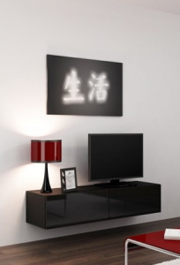 COMODA LIVING RTV VIGO 140 MINI NEAGRA DESIGN MODERN CM