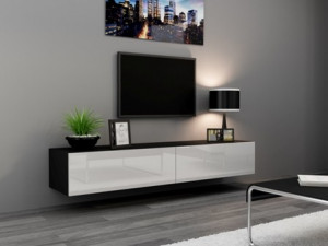COMODA LIVING RTV VIGO 180 NEGRU/ALB DESIGN MODERN CM
