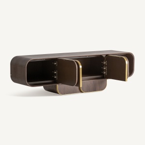 COMODA MODERNA DE LIVING 200CM, REALIZATA DIN LEMN DE STEJAR, CULOARE NUC - Img 2