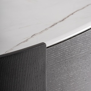 COMODA MODERNA ISOLA 140CM, REALIZATA DIN LEMN, FURNIR DE NUC SI PIATRA SINTERIZATA, CULOARE NUC/MARMURA, REALIZATA MANUAL - Img 4