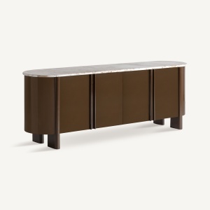 COMODA MODERNA LANXADE 216CM, REALIZATA DIN LEMN SI MARMURA, CULOARE BEJ/MARO