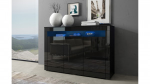 COMODA NEAGRA CU LED SI TELECOMANDA SOFIA - DESIGN MODERN