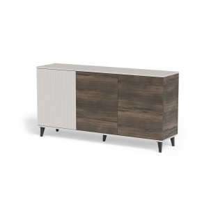 COMODA RANDOM 2 KM-1, 160X82 CM, CASMIR/NUC/NEGRU, DIN MDF FURNIRUIT, POLIPROPILENA SI METAL, STIL MODERN - Img 5